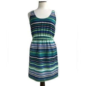 Ann Taylor Loft Striped Green and blue dress in size 2